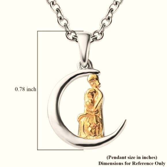 🔥14K Yellow Gold Over Sterling Silver Mom&Baby Pendant on Stainless Steel Chain - Picture 6 of 6